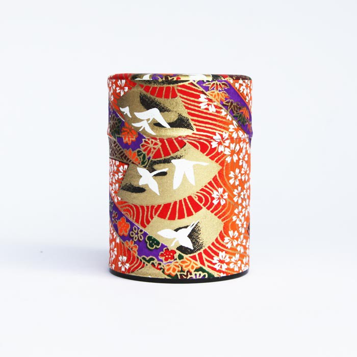 Boîte à Thé Japon Papier Washi - Les exigeantes Grues Sauvages Orange - 40 g 
