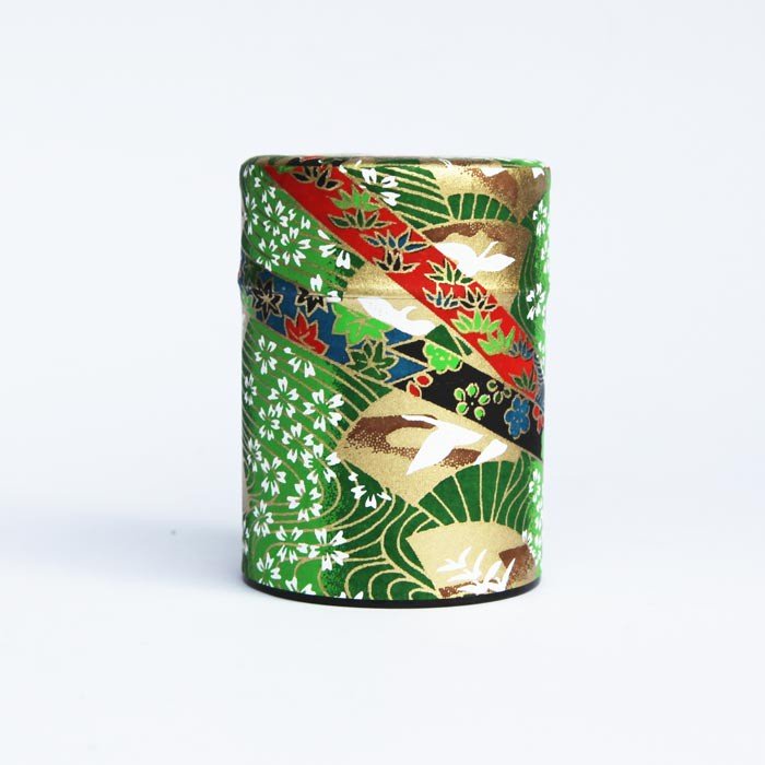 Boîte à Thé Japon Papier Washi - Les exigeantes Grues Sauvages Vert - 40g