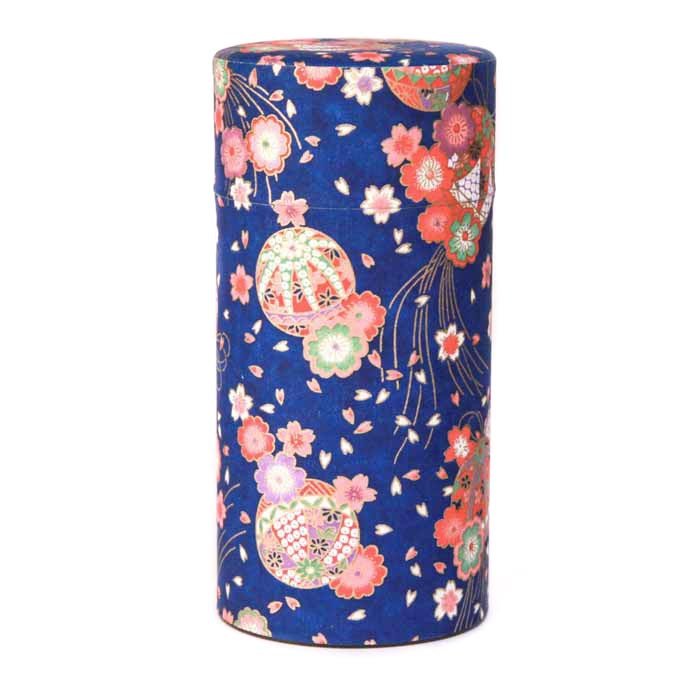 Boîte à Thé les élégantes 150 g - Temari bleu et rose - Japon papier Washi