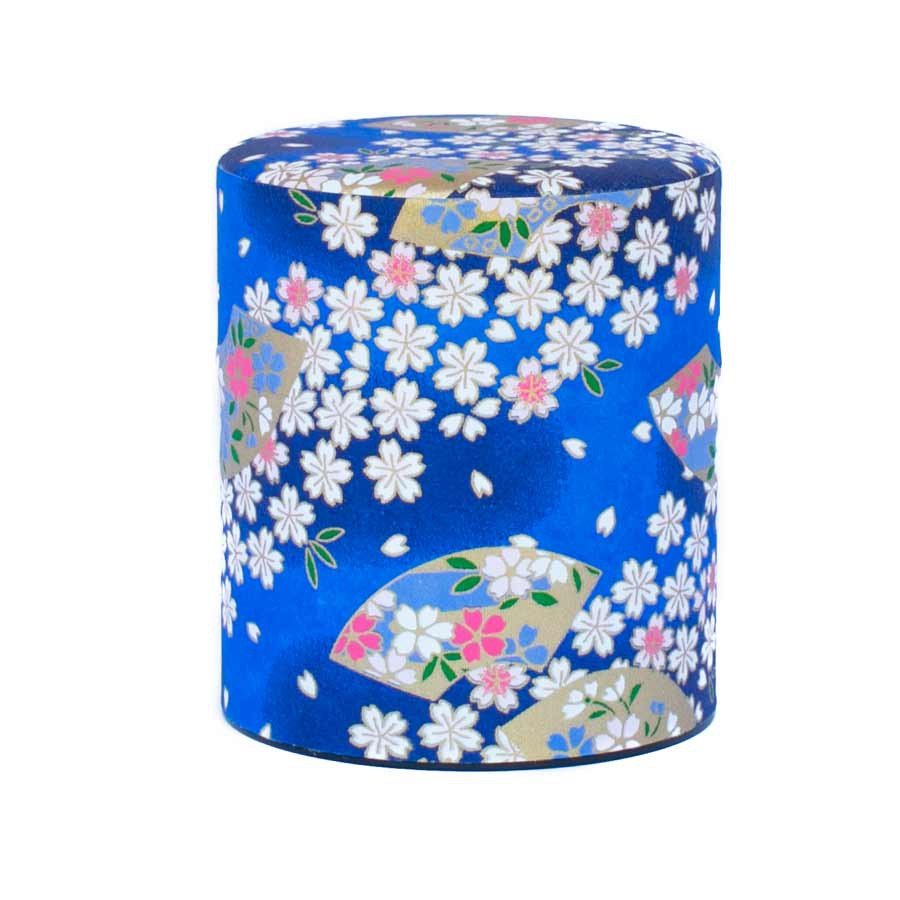 Boîte à Thé Sakura Bleu Foncé 100 G - Japon Washi