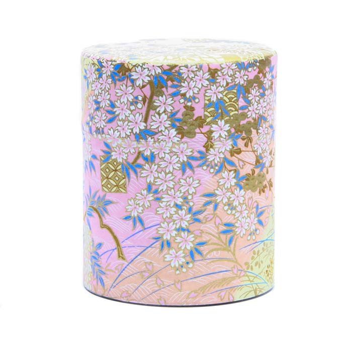 Boîte à Thé en papier Washi Japon - Modèle Fleur d'Or Rose 200g