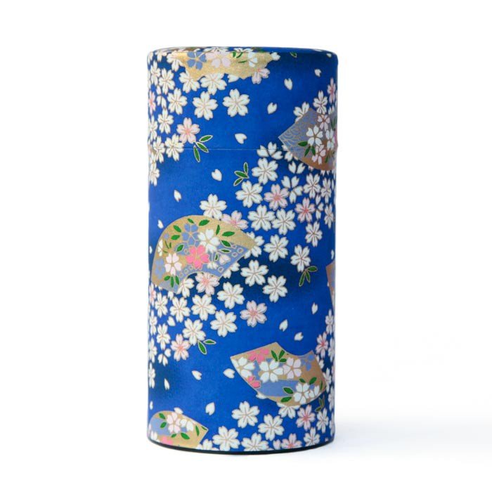 Boîte à Thé Japon en papier Washi - Les élégantes Sakura Bleu Foncé