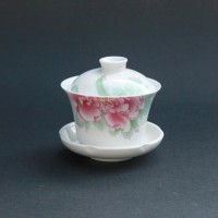 Gaïwan porcelaine de Chine - Pivoine Rose