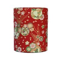 Boîte à Thé en papier Washi Japon - Modèle Fête Rouge et rose 200g