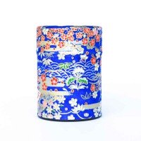 Boîte à Thé Eventail Bleu 40g - Boîte Washi Japon